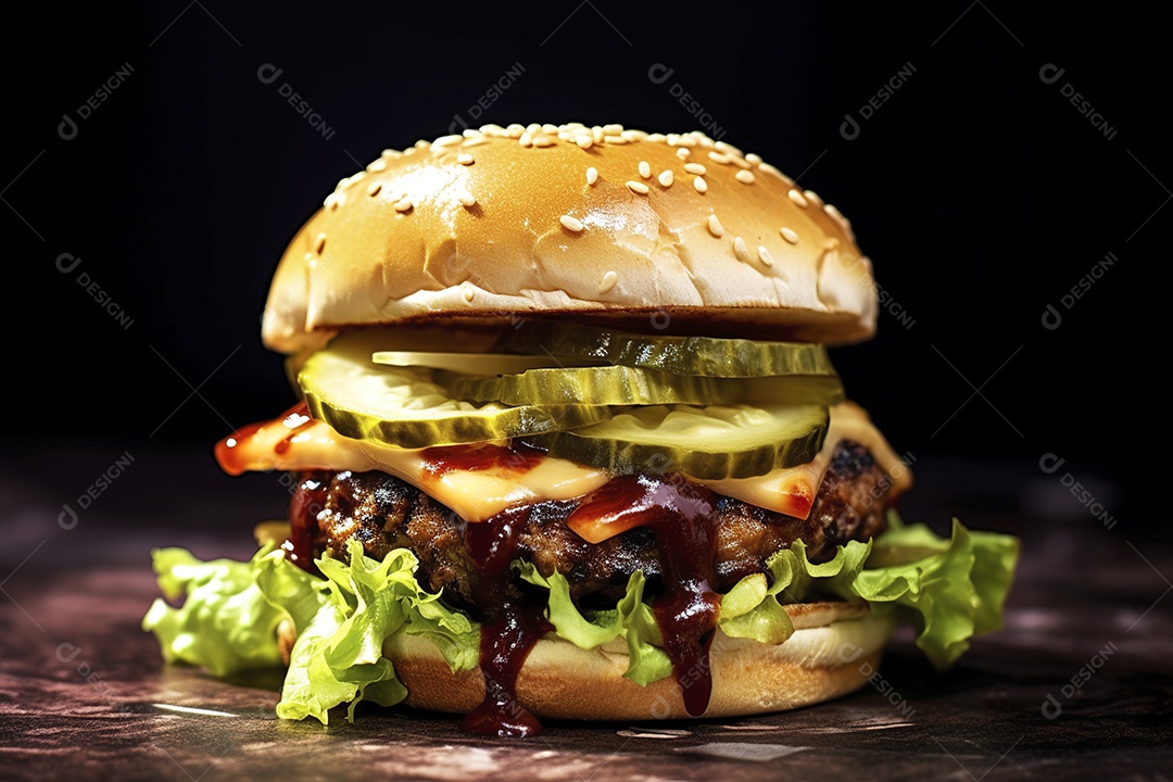 foto hambúrguer saboroso de carne com queijo e salada