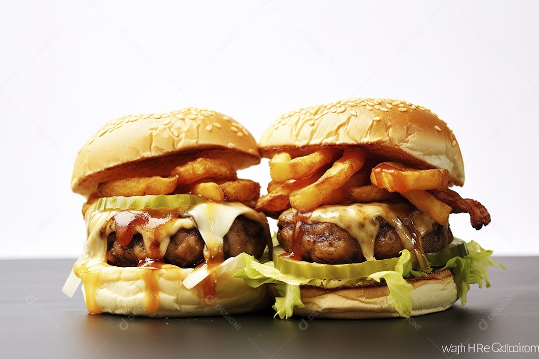 Hambúrguer saboroso de carne com queijo e salada