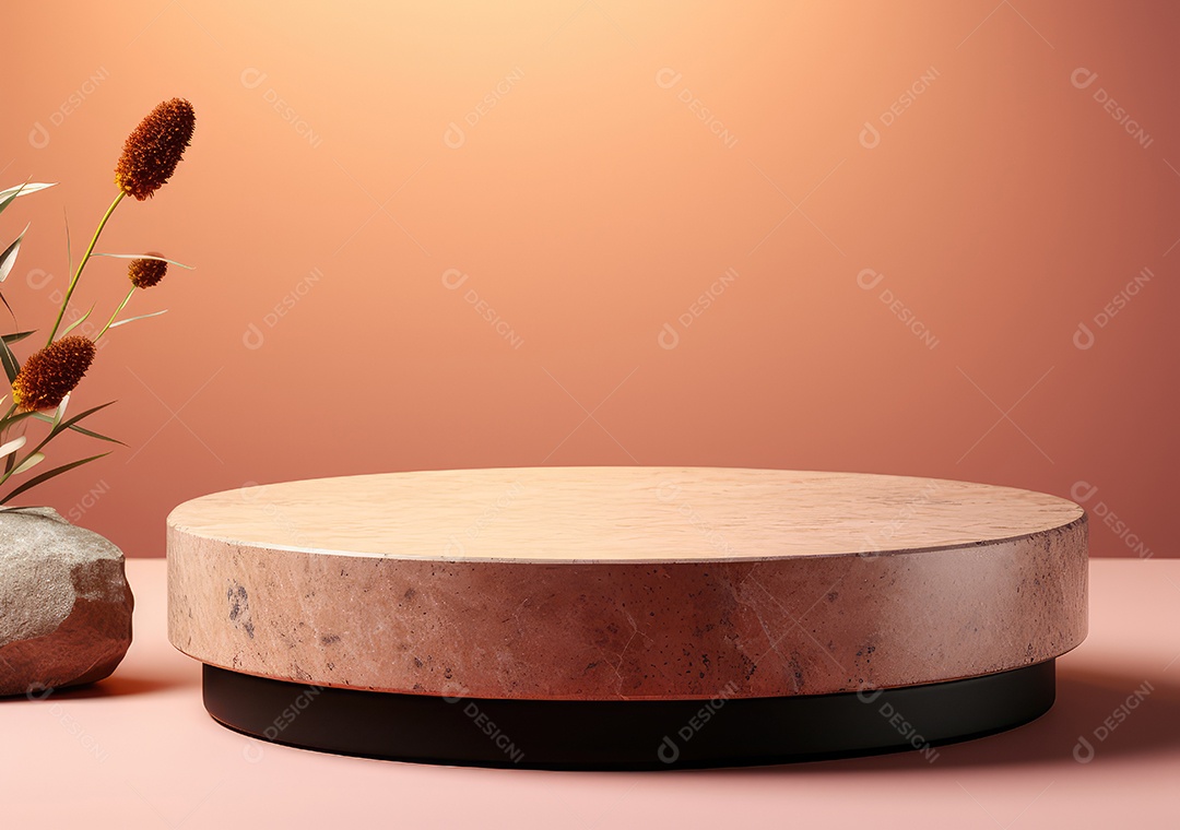 Forma de cilindro cortado com serra de madeira redonda em fundo bege abstrato