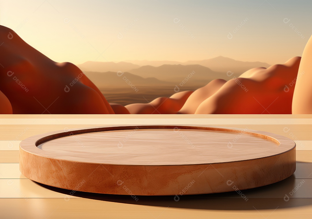 Forma de cilindro cortado com serra de madeira redonda em fundo bege abstrato