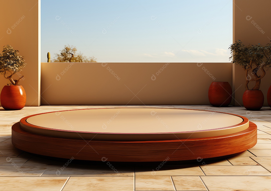 Forma de cilindro cortado com serra de madeira redonda em fundo bege abstrato