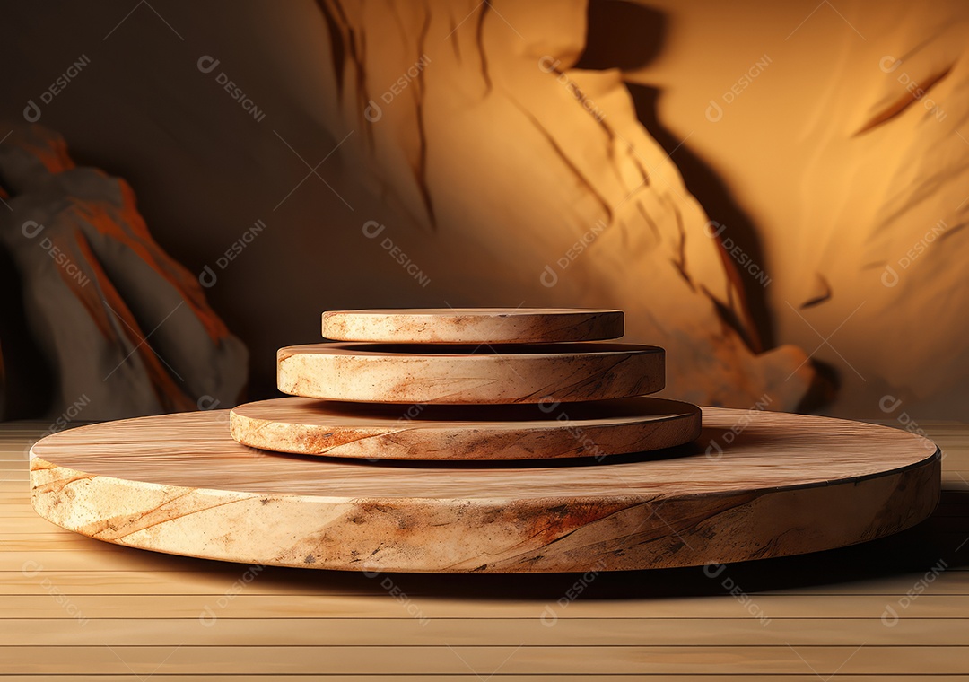 Forma de cilindro cortado com serra de madeira redonda em fundo bege abstrato