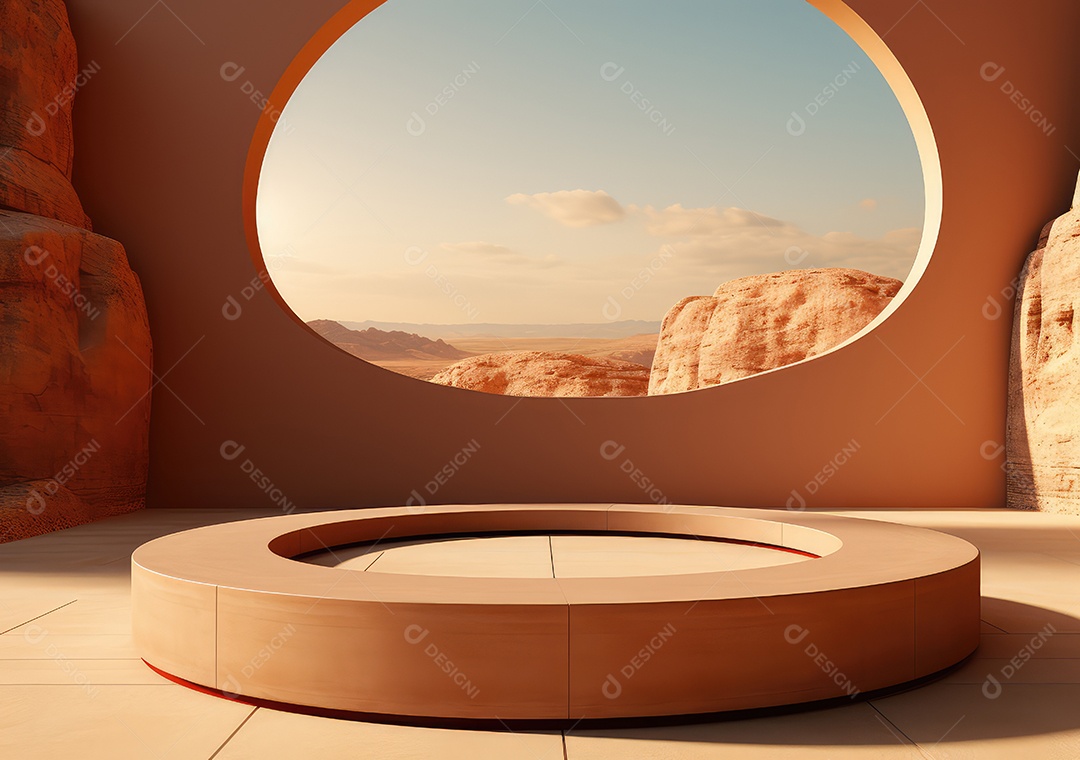 Forma de cilindro cortado com serra de madeira redonda em fundo bege abstrato