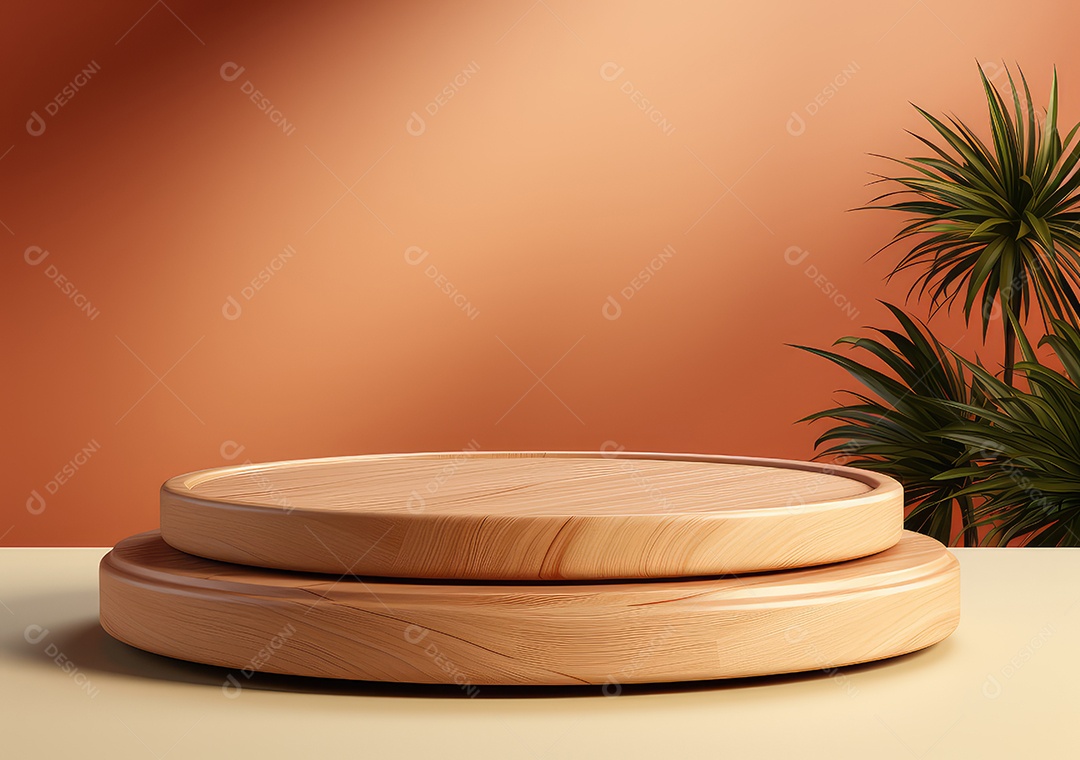 Forma de cilindro cortado com serra de madeira redonda em fundo bege abstrato