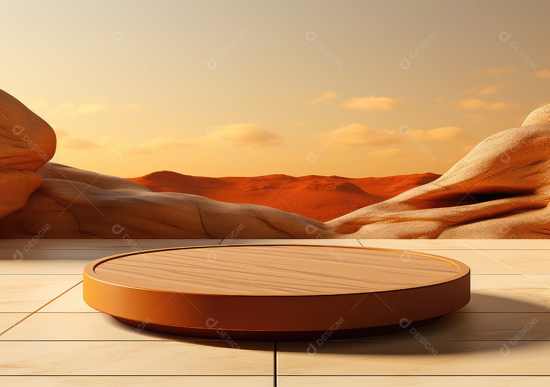 Forma de cilindro cortado com serra de madeira redonda em fundo bege abstrato