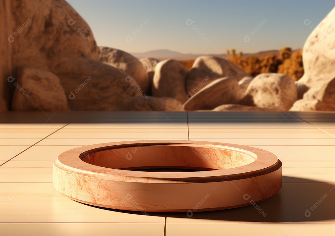 Forma de cilindro cortado com serra de madeira redonda em fundo bege abstrato
