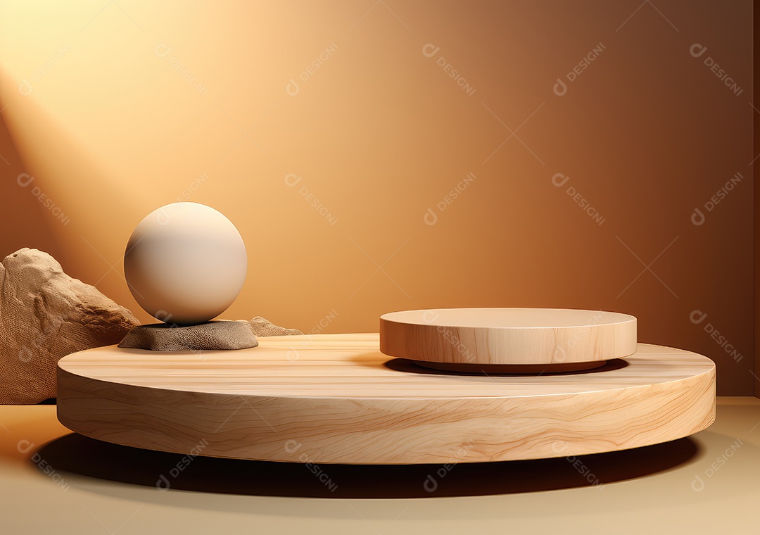 Forma de cilindro cortado com serra de madeira redonda em fundo bege abstrato