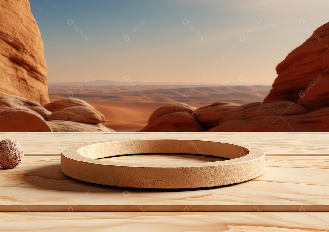 Forma de cilindro cortado com serra de madeira redonda em fundo bege abstrato