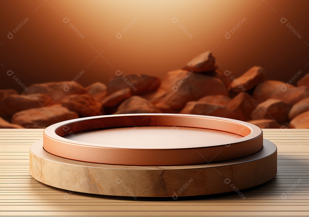 Forma de cilindro cortado com serra de madeira redonda em fundo bege abstrato