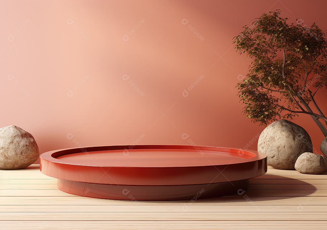 Forma de cilindro cortado com serra de madeira redonda em fundo bege abstrato