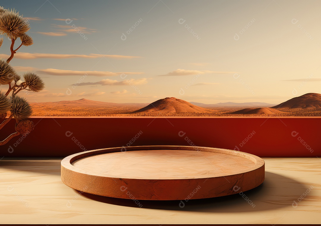 Forma de cilindro cortado com serra de madeira redonda em fundo bege abstrato