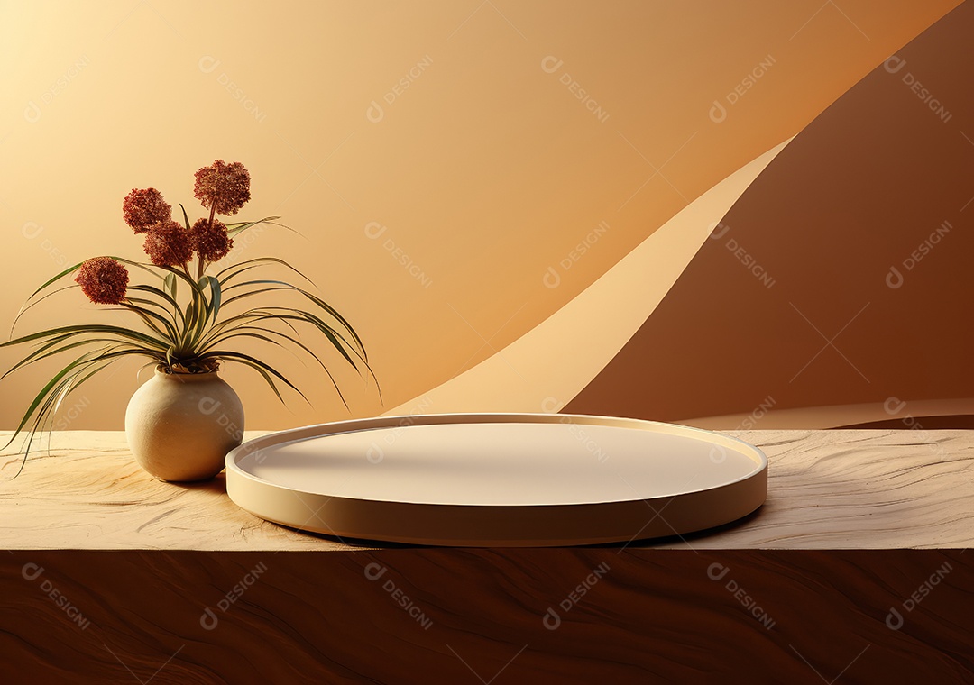 Forma de cilindro cortado com serra de madeira redonda em fundo bege abstrato