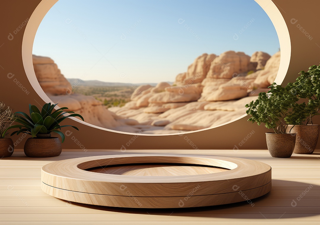 Forma de cilindro cortado com serra de madeira redonda em fundo bege abstrato