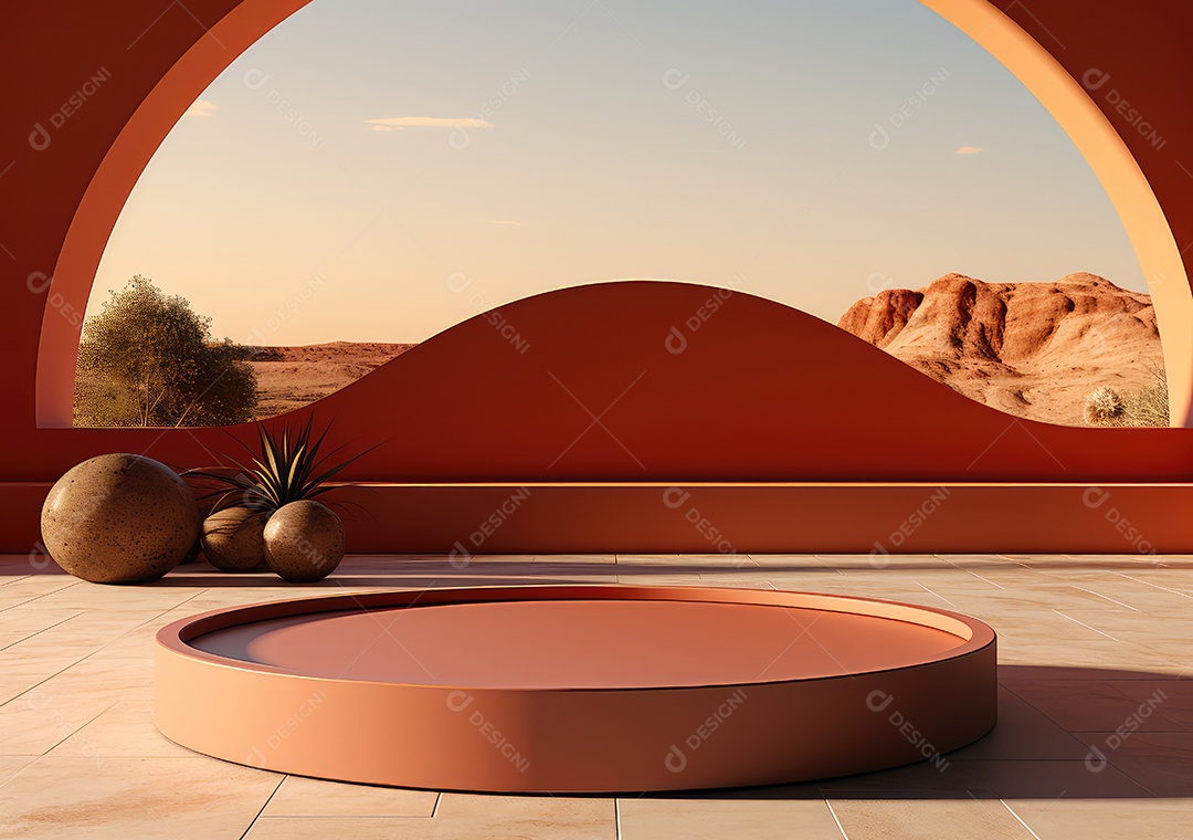 Forma de cilindro cortado com serra de madeira redonda em fundo bege abstrato