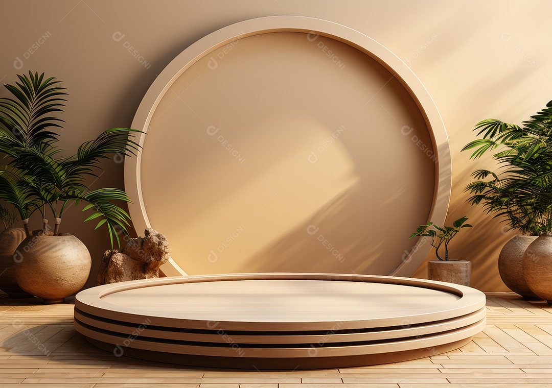 Forma de cilindro cortado com serra de madeira redonda em fundo bege abstrato