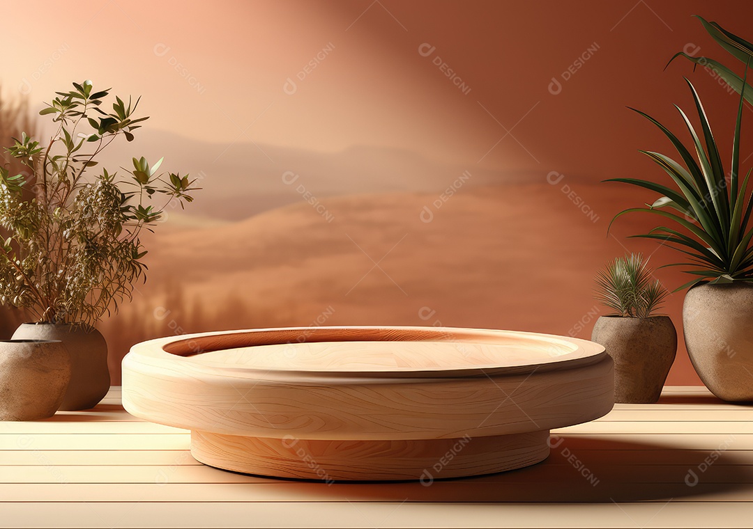 Forma de cilindro cortado com serra de madeira redonda em fundo bege abstrato