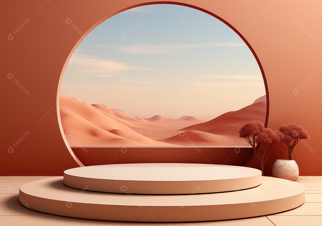 Forma de cilindro cortado com serra de madeira redonda em fundo bege abstrato