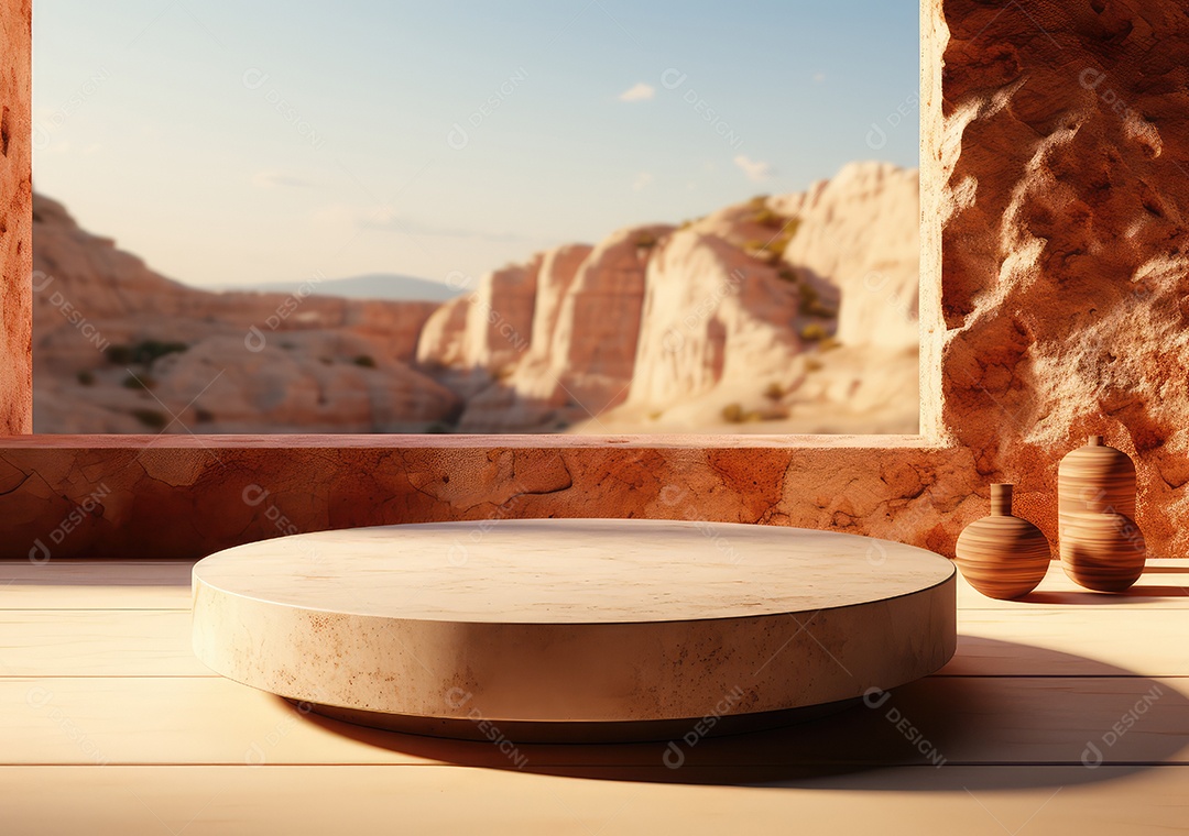 Forma de cilindro cortado com serra de madeira redonda em fundo bege abstrato