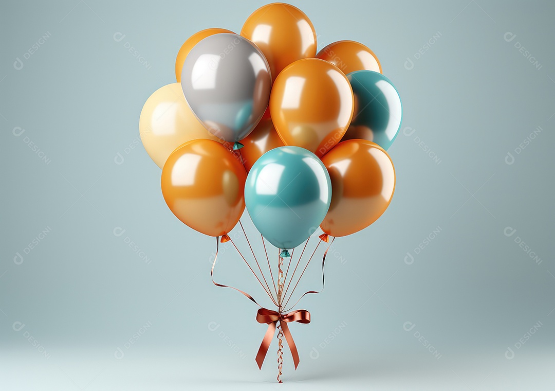 Bolo de aniversário colorido. Bolo arco-íris com balão em tons pastéis