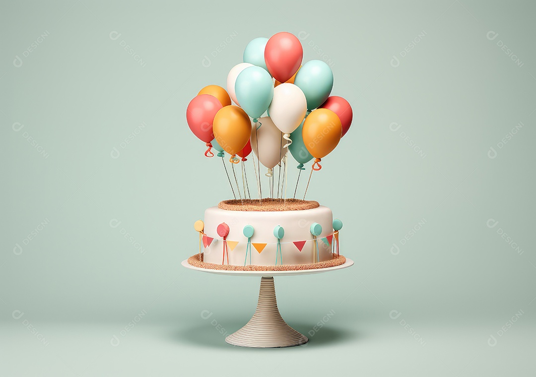 Fundo 3d de balões coloridos. Bando de balão de hélio voador