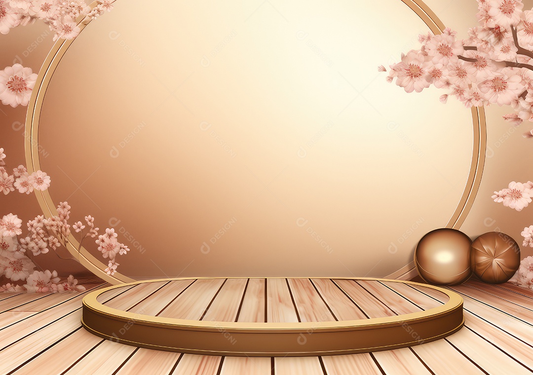 Suporte de fundo de produto dourado ou pedestal de pódio em anúncio de luxo