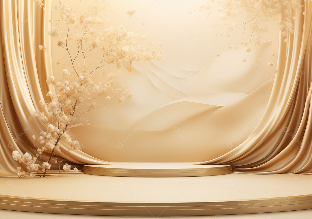 Suporte de fundo de produto dourado ou pedestal de pódio em anúncio de luxo