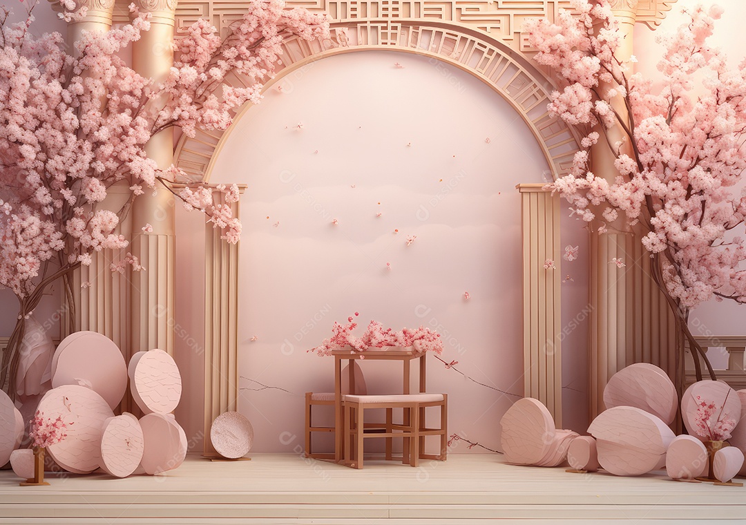 Cenário mínimo abstrato com formas geométricas. pódio do cilindro