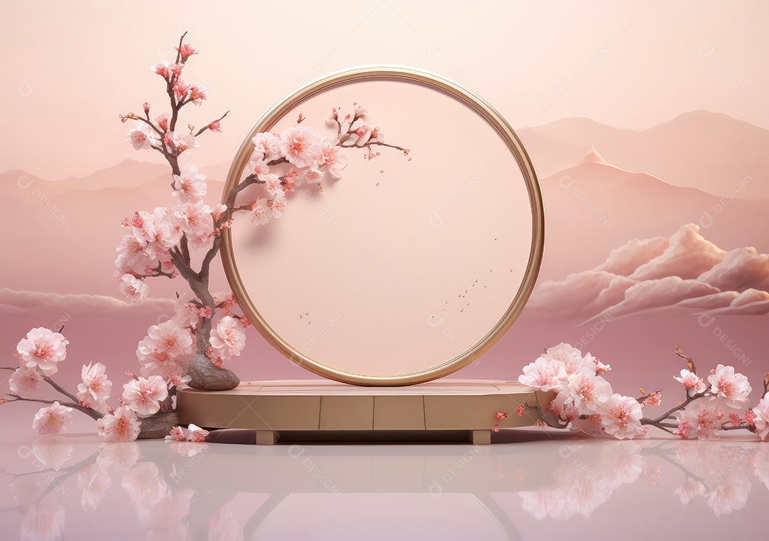 Cenário mínimo abstrato com formas geométricas. pódio do cilindro