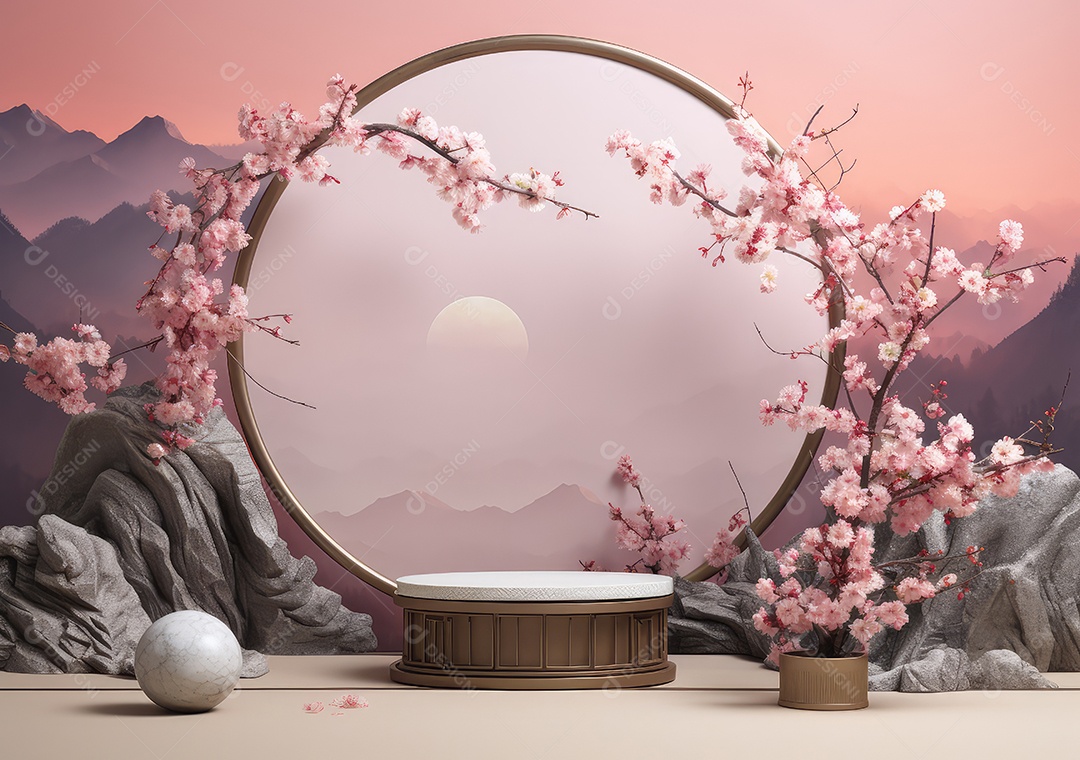 Cenário mínimo abstrato com formas geométricas. pódio do cilindro