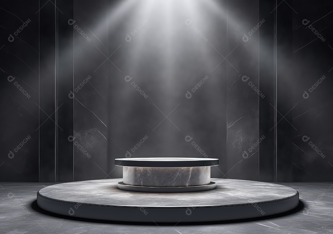 Pódio de pedra escura para placa de produto de marca cosmética de beleza