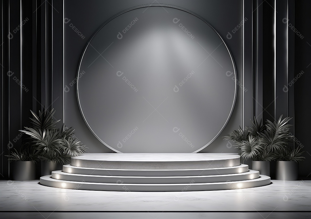 Pódio de pedra escura para placa de produto de marca cosmética de beleza