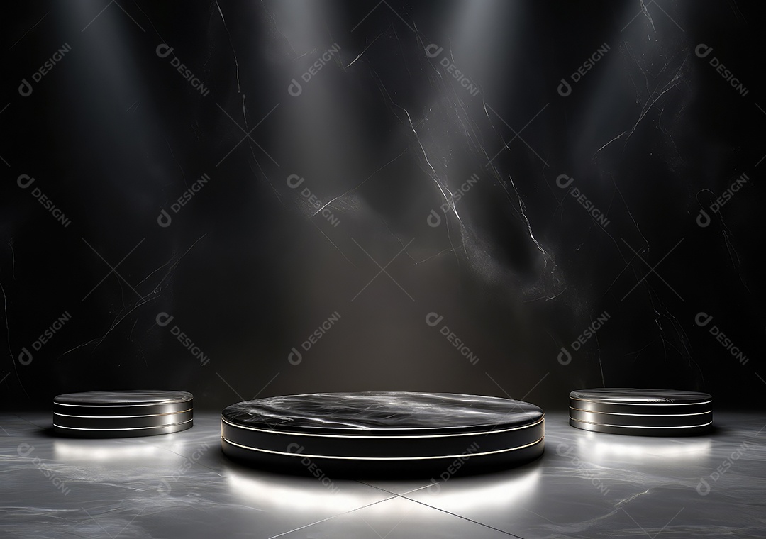 Pódio de pedra escura para placa de produto de marca cosmética de beleza