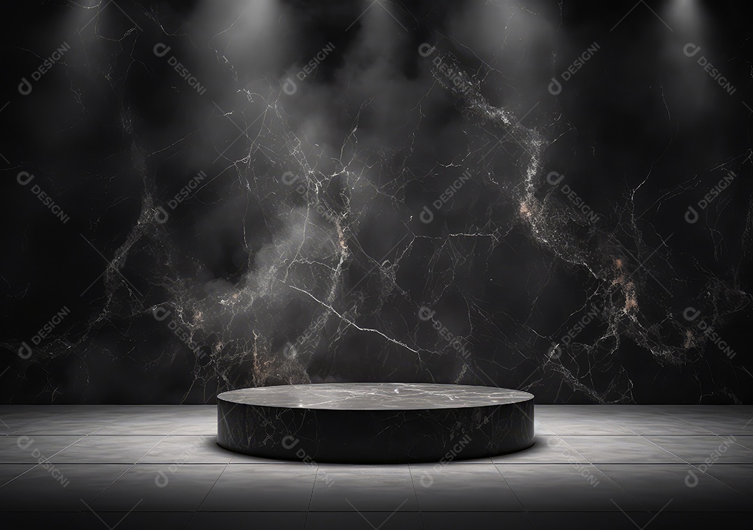Pódio de pedra escura para placa de produto de marca cosmética de beleza