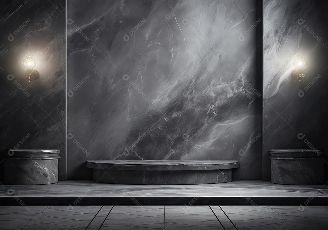 Pódio de pedra escura para placa de produto de marca cosmética de beleza