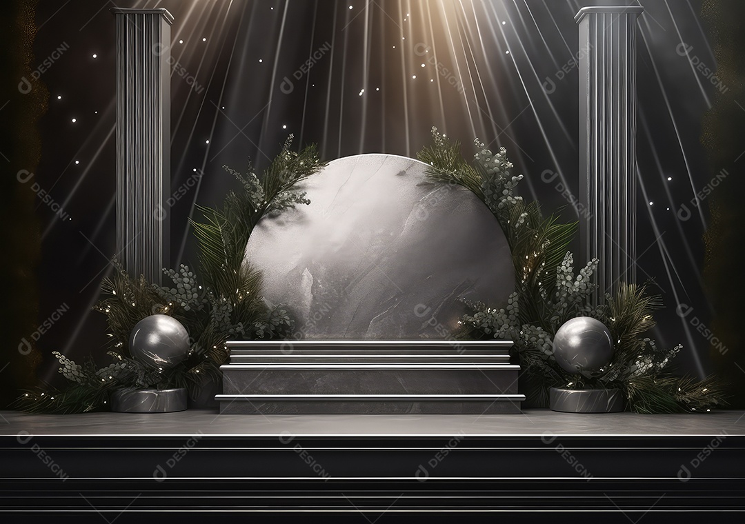 Pódio de pedra escura para placa de produto de marca cosmética de beleza