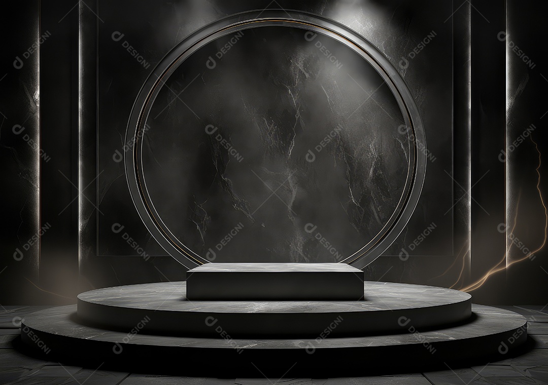 Pódio de pedra escura para placa de produto de marca cosmética de beleza