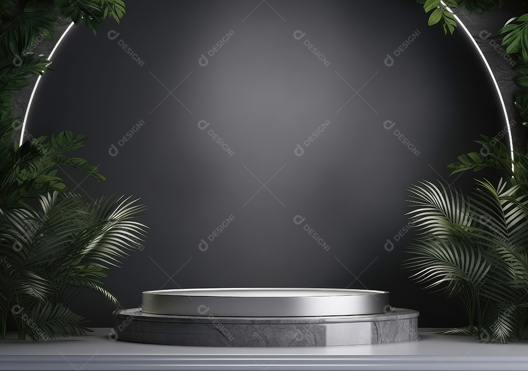 Pódio de pedra escura para placa de produto de marca cosmética de beleza