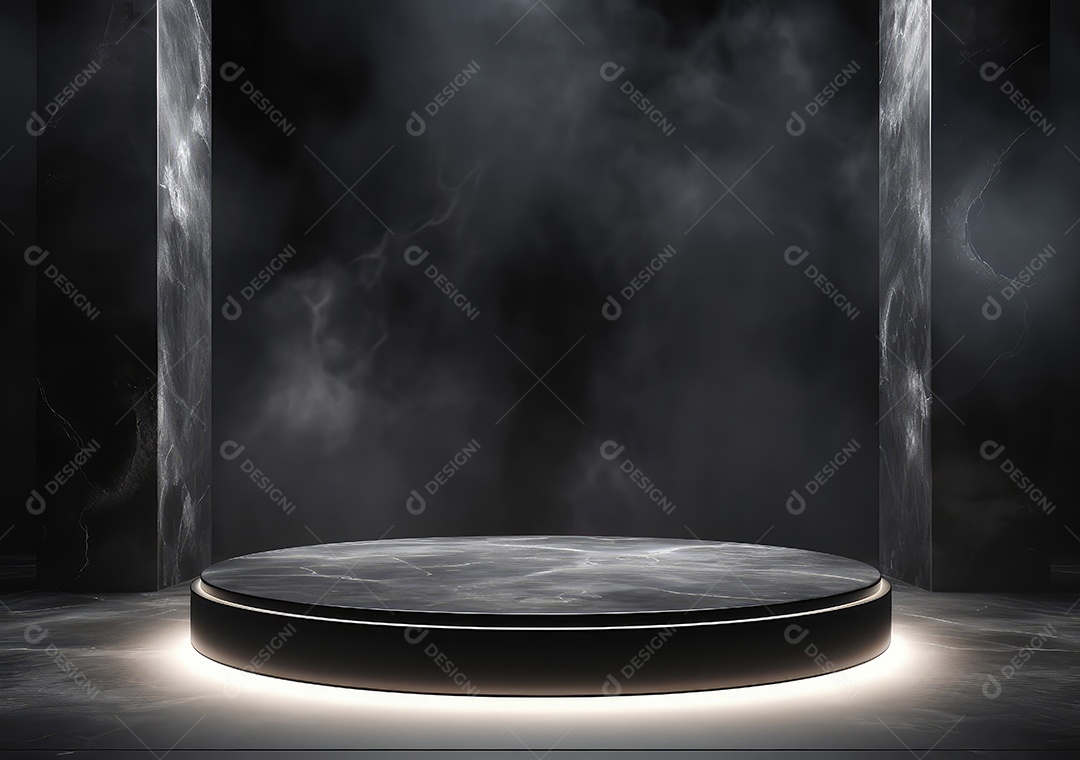 Pódio de pedra escura para placa de produto de marca cosmética de beleza