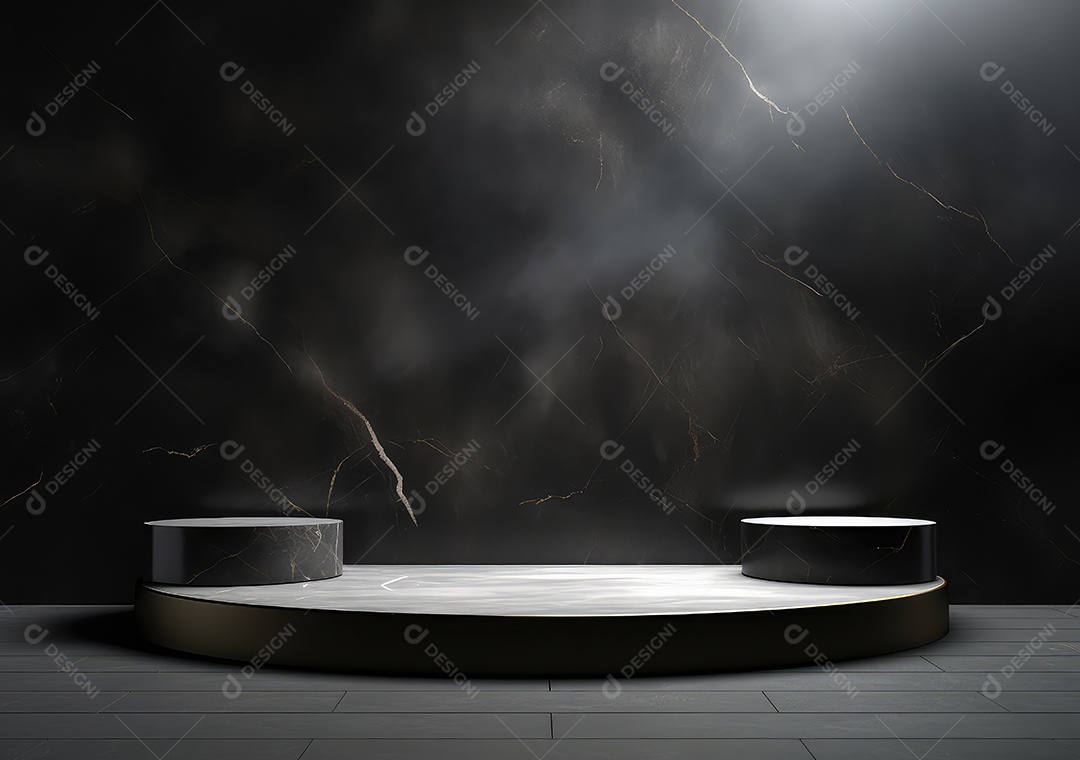 Pódio de pedra escura para placa de produto de marca cosmética de beleza