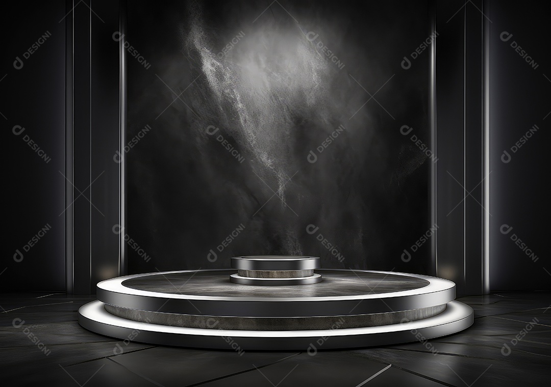 Pódio de pedra escura para placa de produto de marca cosmética de beleza