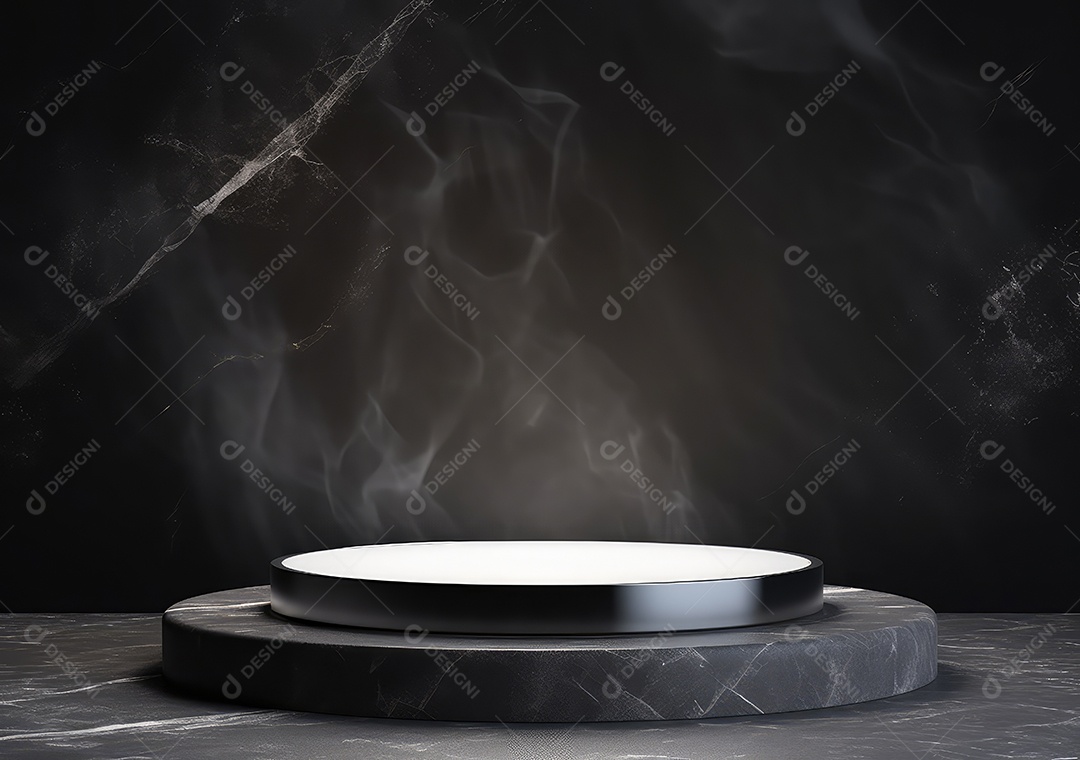 Pódio de pedra escura para placa de produto de marca cosmética de beleza