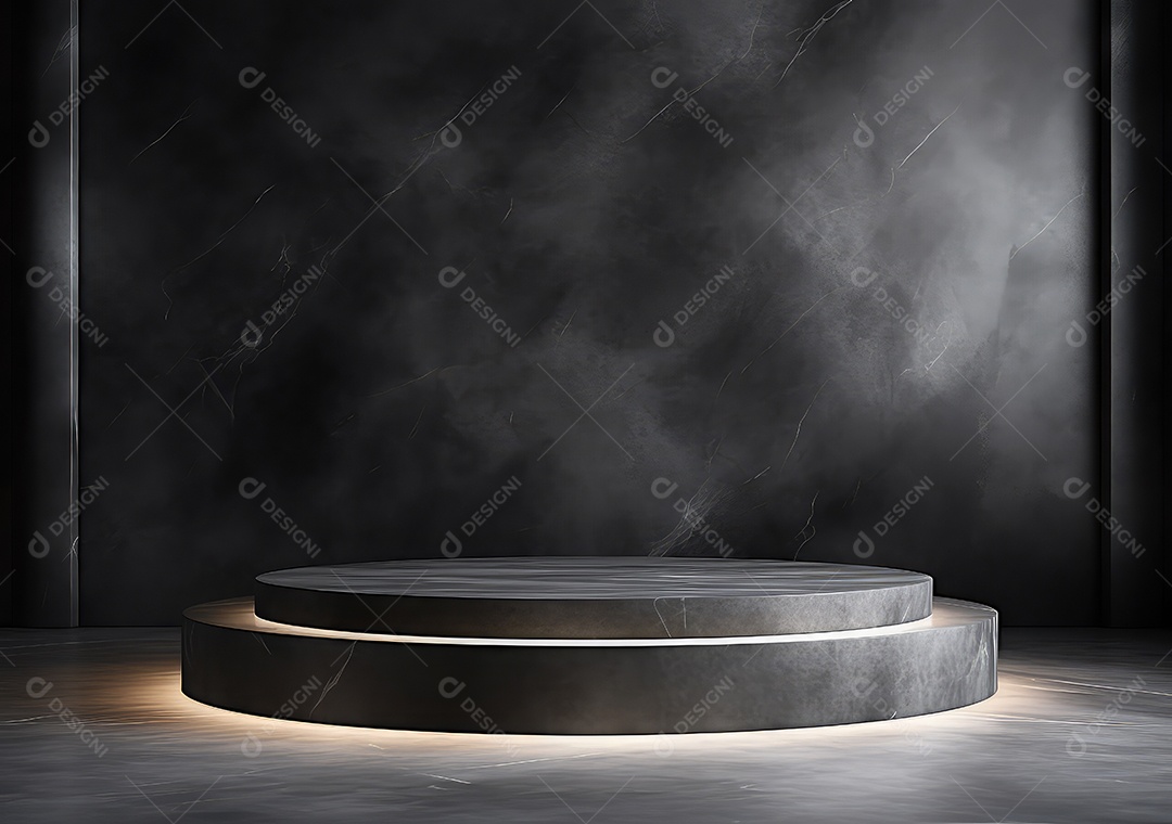 Pódio de pedra escura para placa de produto de marca cosmética de beleza