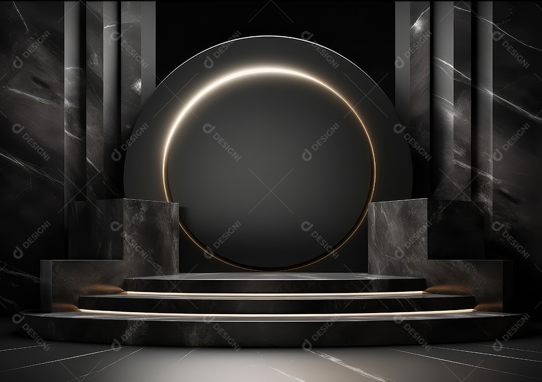 Pódio de pedra escura para placa de produto de marca cosmética de beleza