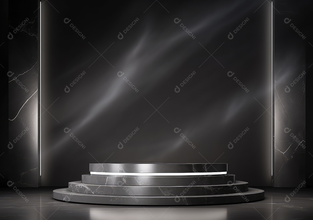 Pódio de pedra escura para placa de produto de marca cosmética de beleza