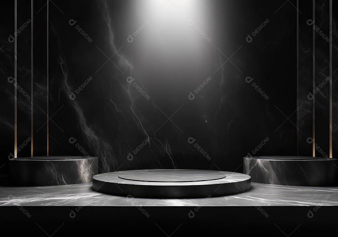 Pódio de pedra escura para placa de produto de marca cosmética de beleza