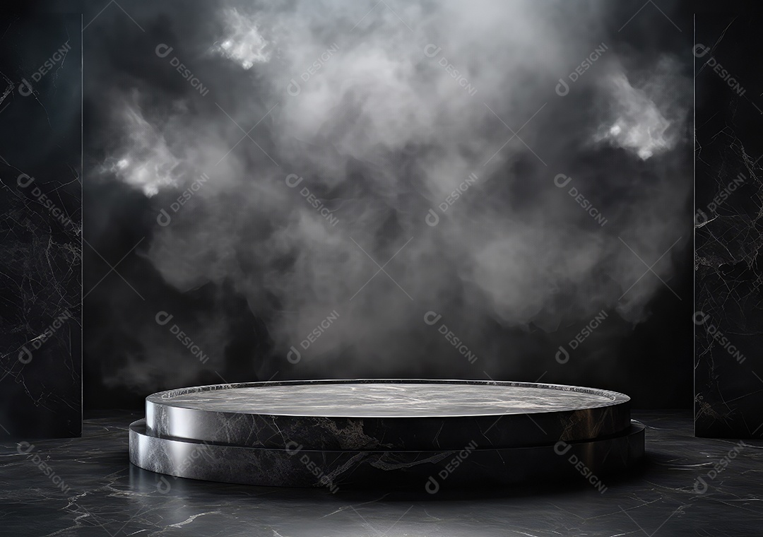 Pódio de pedra escura para placa de produto de marca cosmética de beleza