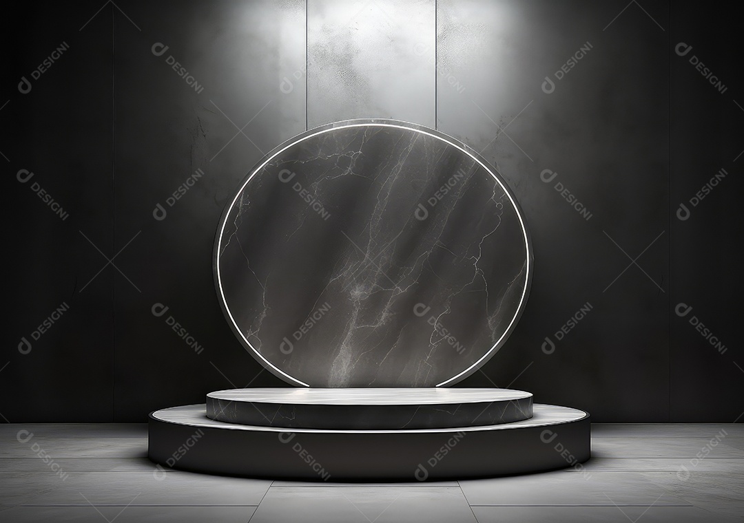 Pódio de pedra escura para placa de produto de marca cosmética de beleza