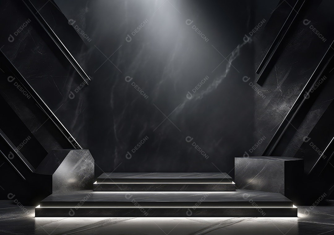 Pódio de pedra escura para placa de produto de marca cosmética de beleza