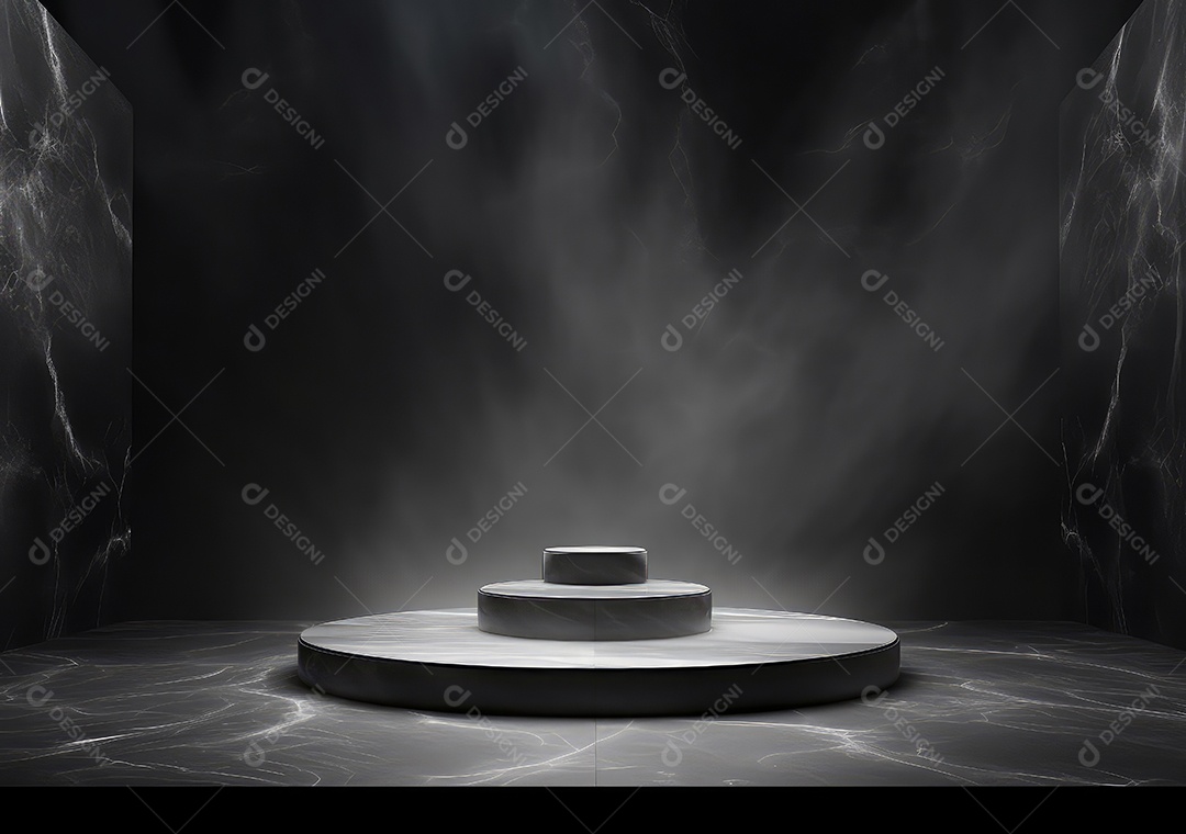 Pódio de pedra escura para placa de produto de marca cosmética de beleza