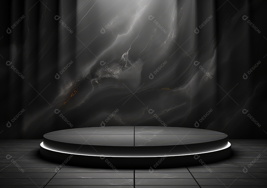 Pódio de pedra escura para placa de produto de marca cosmética de beleza